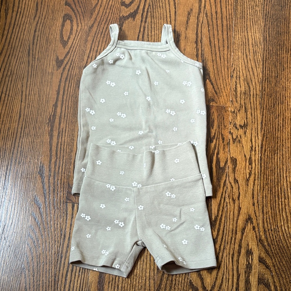 Mebie Baby Sage Floral Tank + Biker Short Set